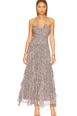 Cynthia Ruched Frill Maxi Dress