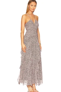 Cynthia Ruched Frill Maxi Dress