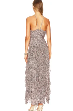 Cynthia Ruched Frill Maxi Dress