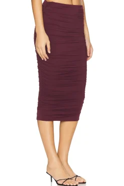 Darcy Mid Rise Ruched Midi Skirt