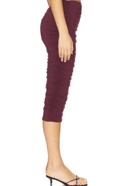 Darcy Mid Rise Ruched Midi Skirt