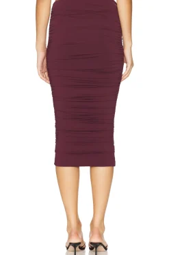 Darcy Mid Rise Ruched Midi Skirt