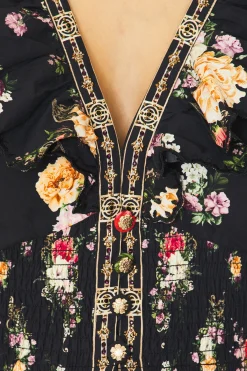 Deep V Frill Short Sleeve Top