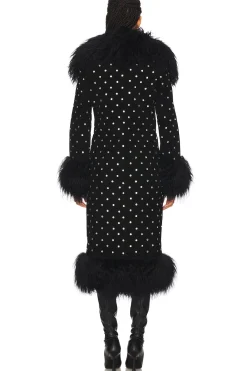 Dorothy Diamante Suede Maxi Coat With Fur Trim