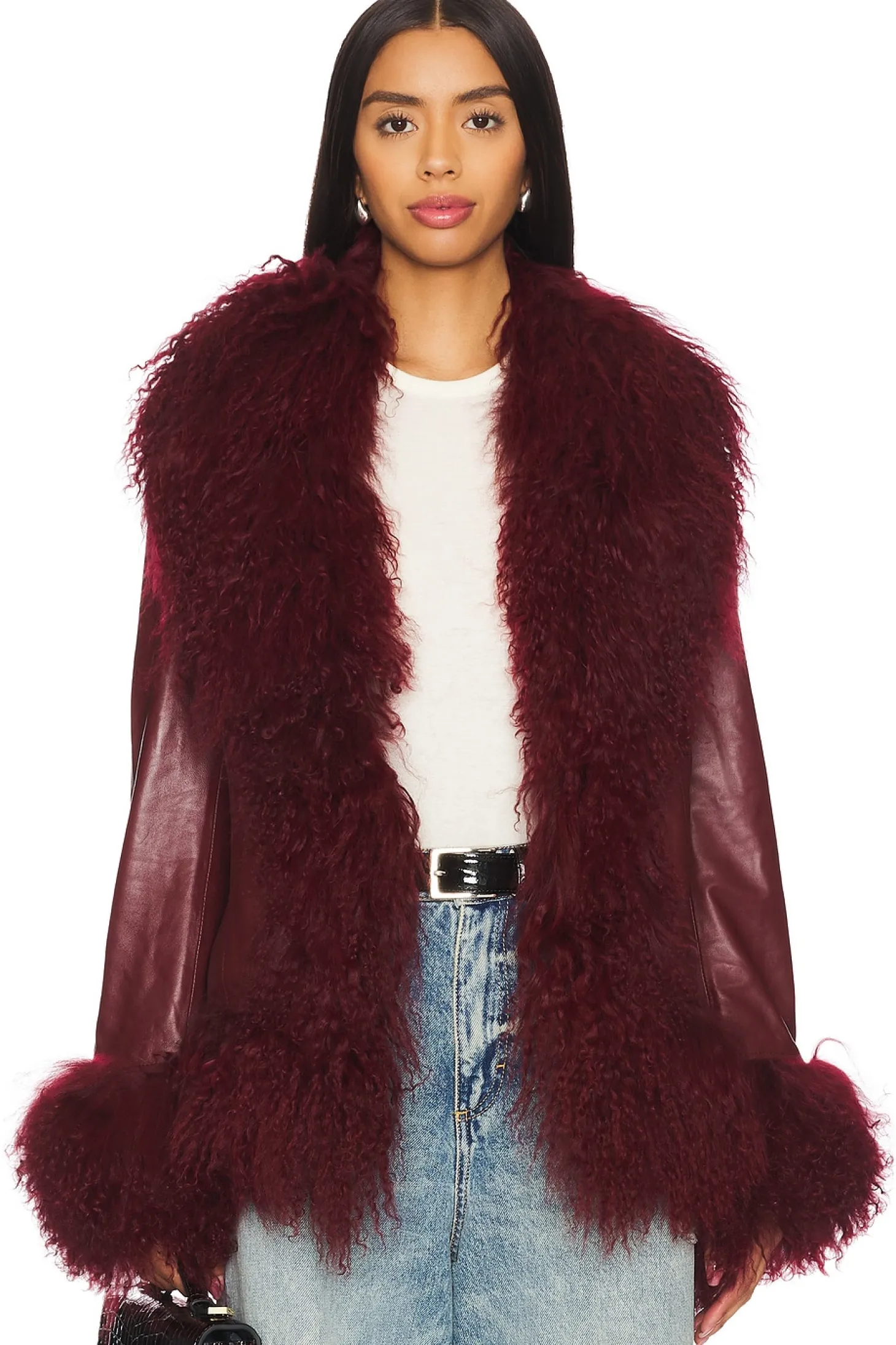 Dorothy Leather Coat With Fur Trim