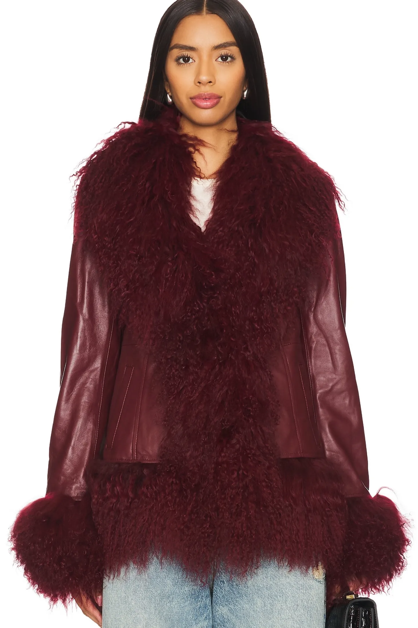 Dorothy Leather Coat With Fur Trim