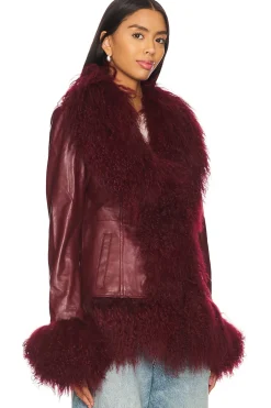 Dorothy Leather Coat With Fur Trim