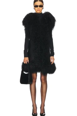 Dorothy Shearling Midi Hooded Vest