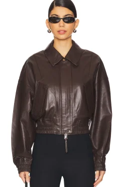 Ella Leather Bomber