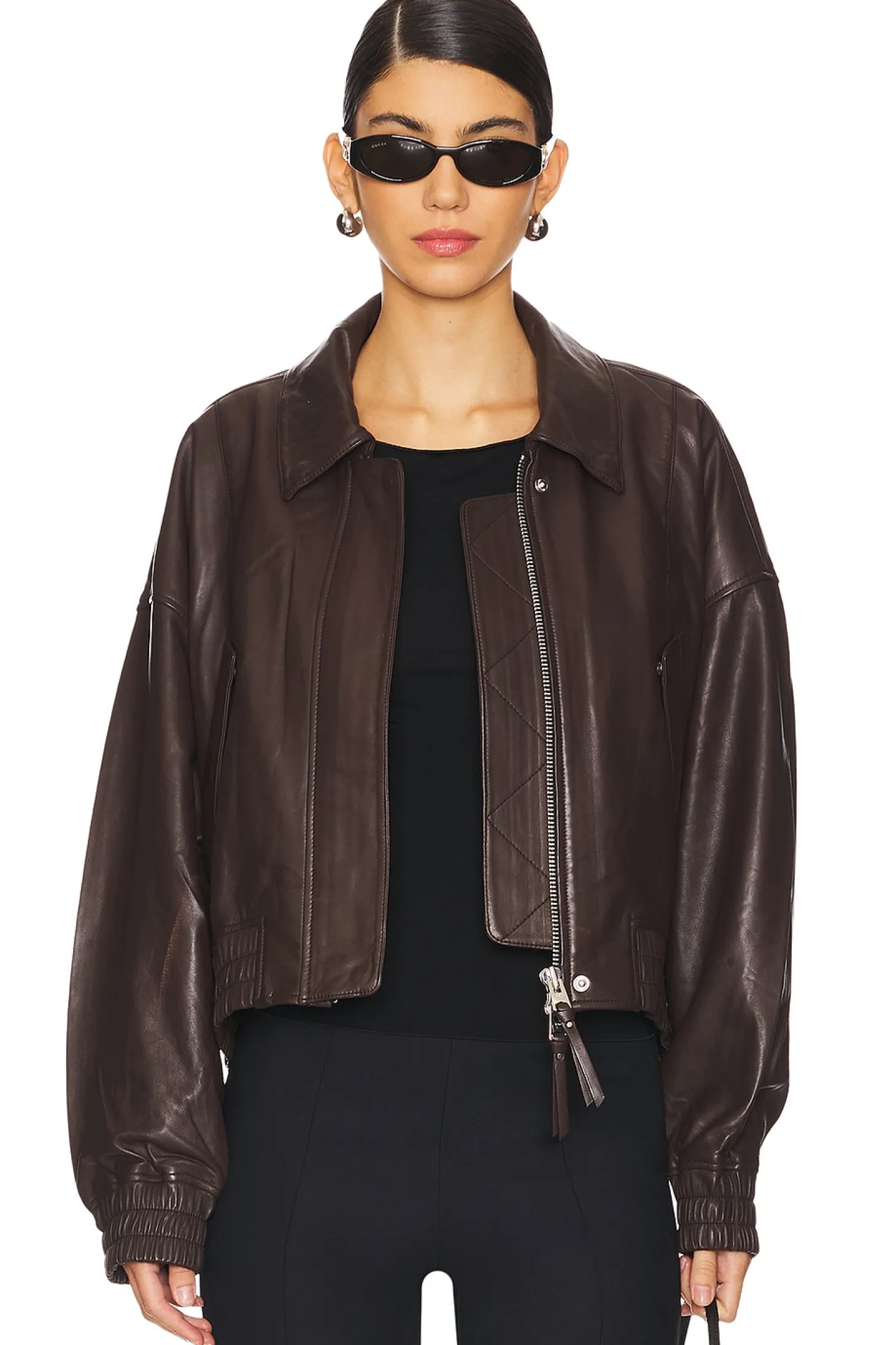 Ella Leather Bomber