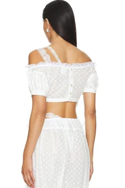 Embroidered Ruched Crop Top