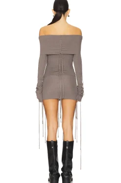 Extreme Fold Over Lace Up Knit Top