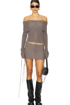 Extreme Mini Lace Up Knit Skirt