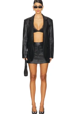 Farrell Faux Leather Blazer