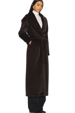 Faux Fur Long Line Belted Coat