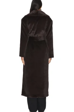 Faux Fur Long Line Belted Coat