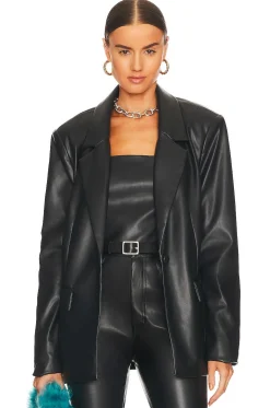 Faux Leather Blazer