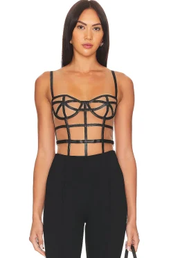 Faux Leather Caged Bodysuit