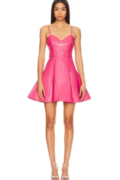 Faux Leather Corset Flare Dress