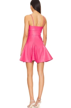 Faux Leather Corset Flare Dress