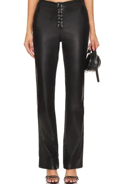 Faux Leather Lace Front Pant