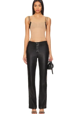 Faux Leather Lace Front Pant