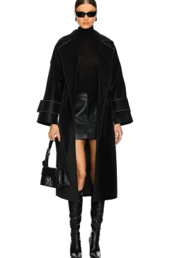 Faux Leather Stitch Trenchcoat