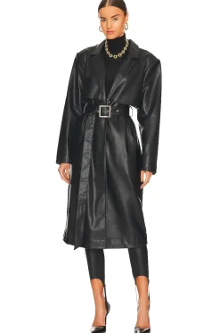 Faux Leather Trench