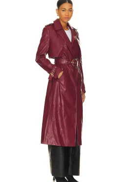 Faux Leather Trench Coat