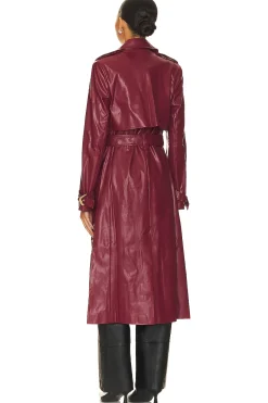 Faux Leather Trench Coat