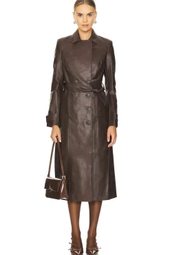 Faux Leather Trench Coat