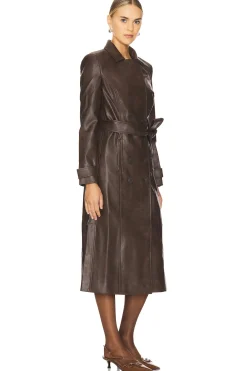 Faux Leather Trench Coat