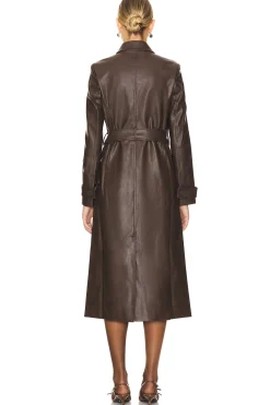 Faux Leather Trench Coat