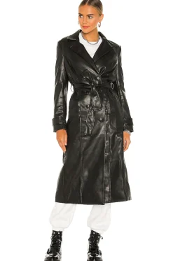 Faux Leather Trench Coat