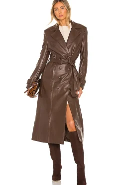 Faux Leather Trench Coat