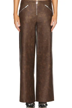 Faux Leather Zipper Fly Pant