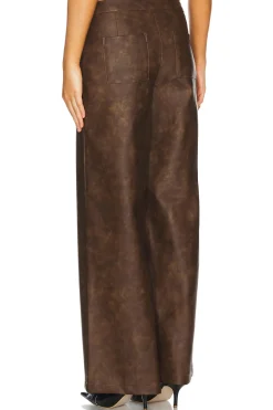 Faux Leather Zipper Fly Pant