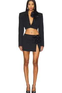 Flower Corsage Cropped Blazer