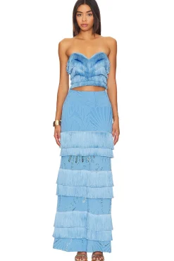 Fringe Lace Maxi Skirt