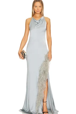 Halter Cowl Neck Gown