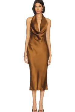 Halter Drape Midi Dress