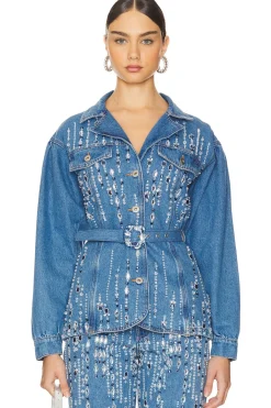 Hand-Beaded Denim Jacket