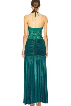 Hand-Beaded Tulle And Jersey Gown