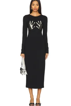 Handprint Long Sleeve Midi Dress