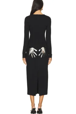 Handprint Long Sleeve Midi Dress