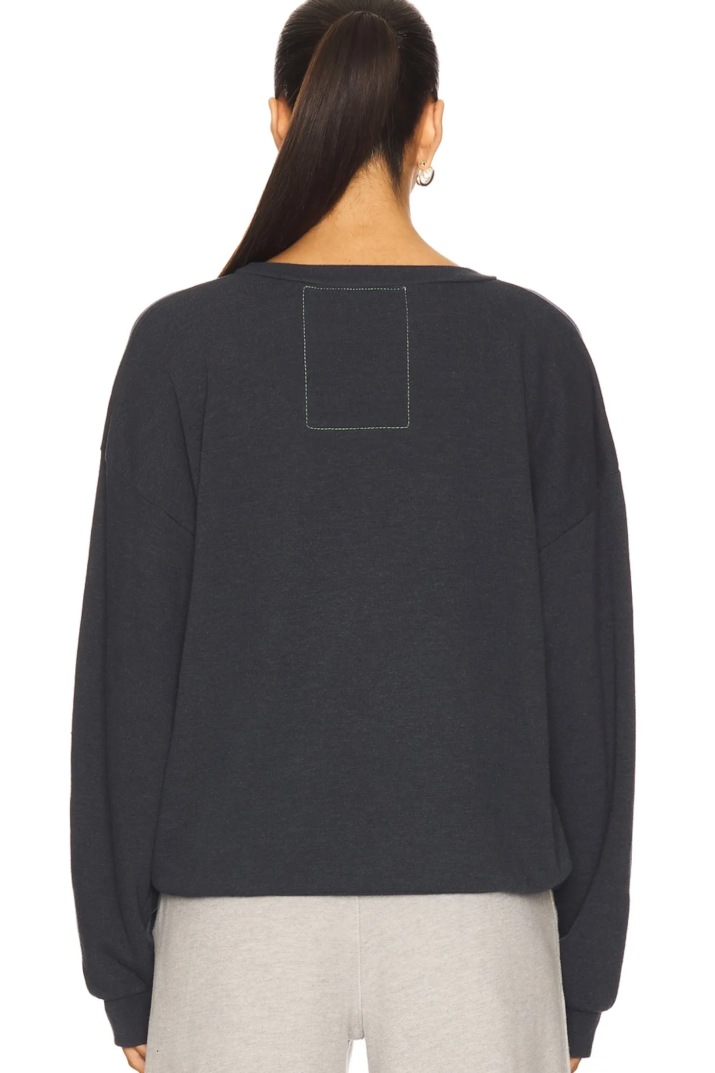 Heart Embroidery Crew Sweatshirt