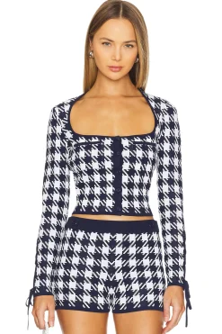 Houndstooth Cropped Cardigan
