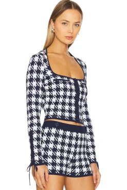 Houndstooth Cropped Cardigan