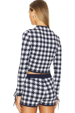 Houndstooth Cropped Cardigan