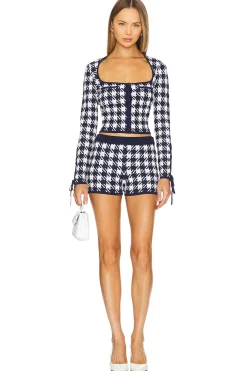 Houndstooth Cropped Cardigan